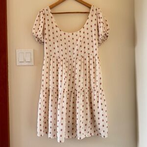 Sim & Sam Polka Dot Puff Sleeve Milkmaid Mini Dress Cottagecore L